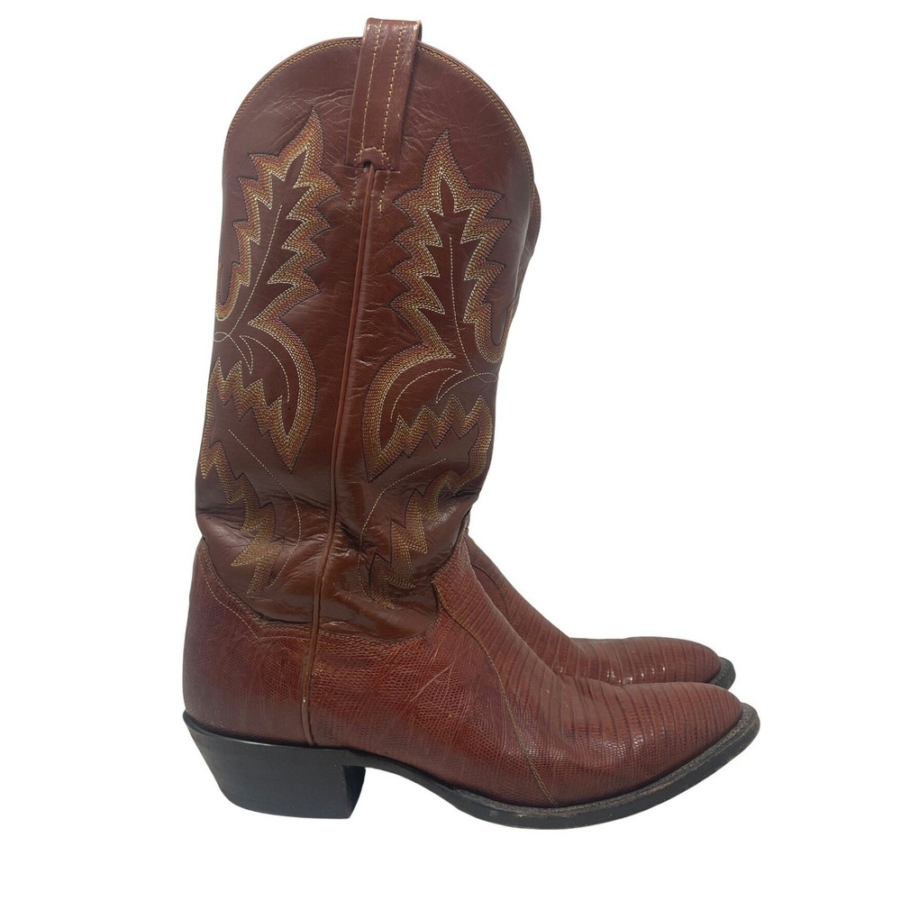 Panhandle Slim Mens Brown Lizard Skin Western Cowboy Boots Pointed Toe 8.5 D